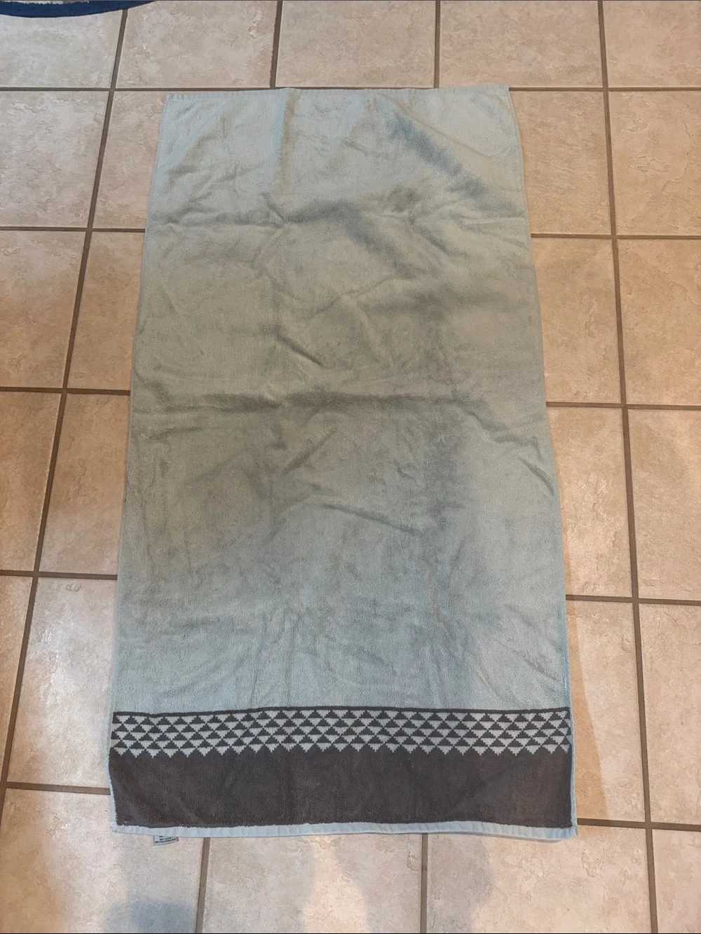 Apt. 9 Light Teal Or Green and Brown Cotton Bath Towels with Geometric Border 5